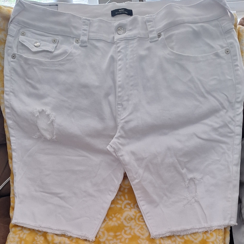 True Religion White Jean Shorts